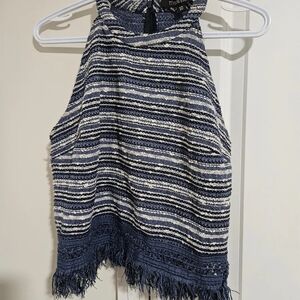 Timo Weiland Striped Navy and Cream Halter Blouse